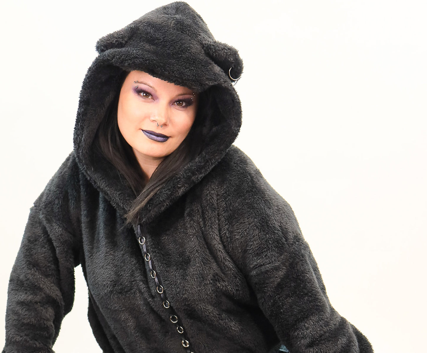 Beary Alternative Fuzzy Crop Pullover Hoodie