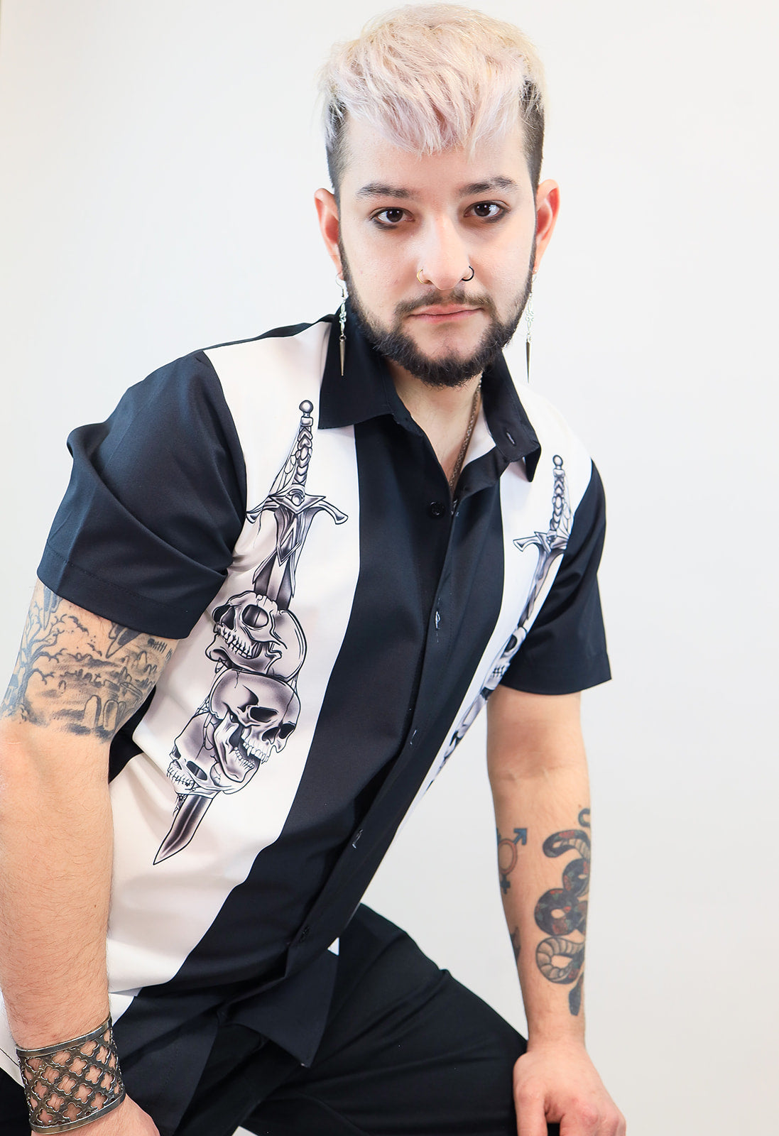 Sword & Skulls Short Sleeve Button Up