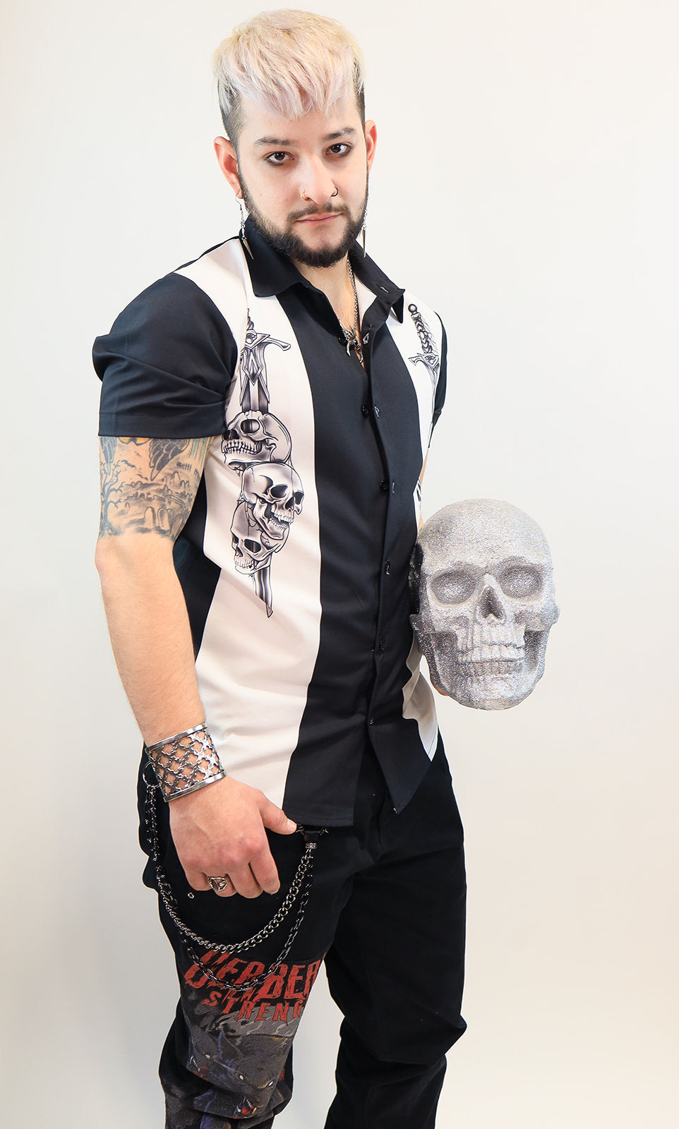 Sword & Skulls Short Sleeve Button Up