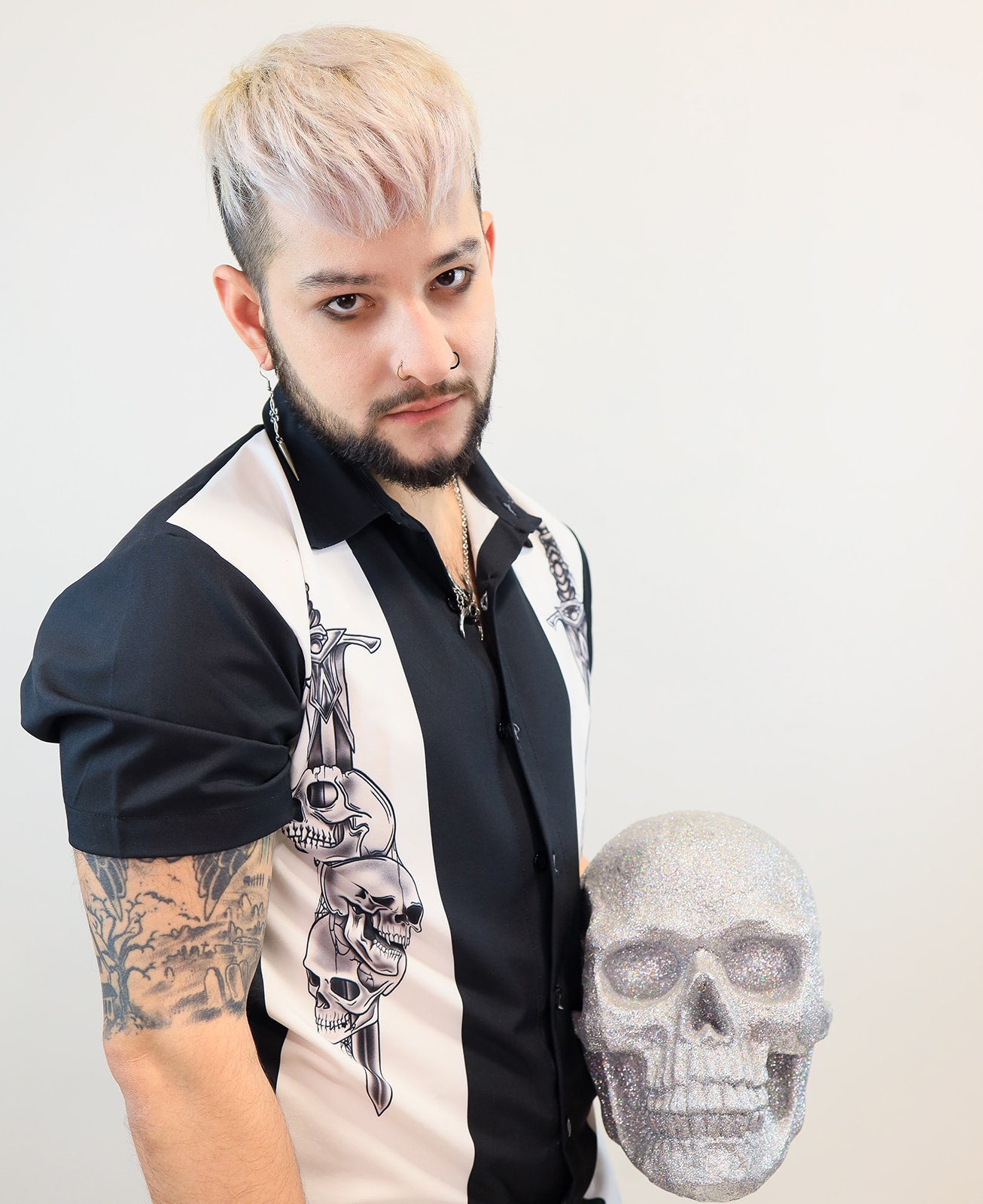 Sword & Skulls Short Sleeve Button Up