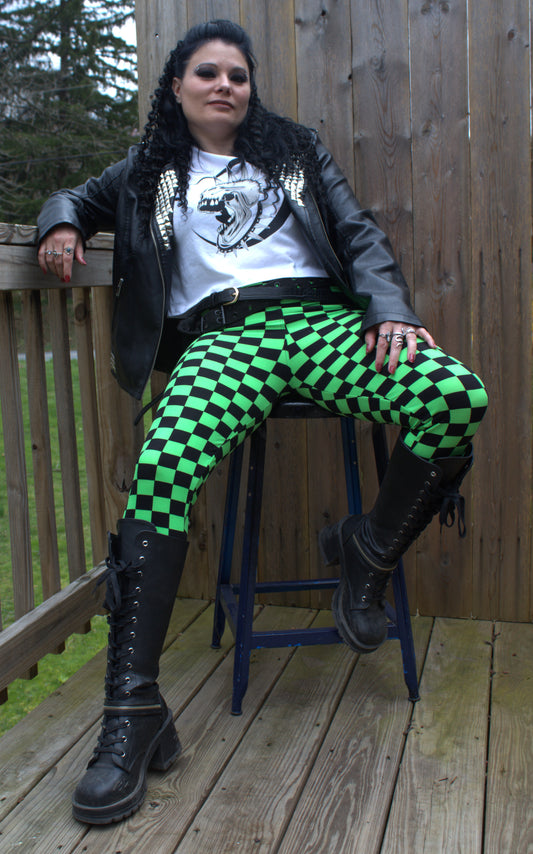 Black and Green Checkered Leggings