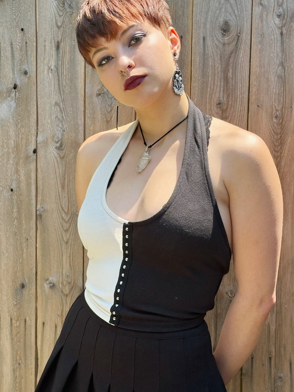 Black and White Rivet Halter