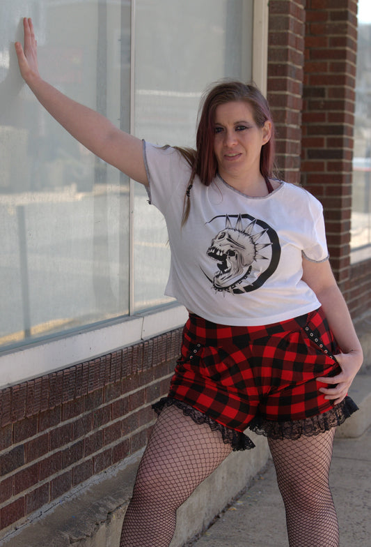 White Punk Skull Crop Top