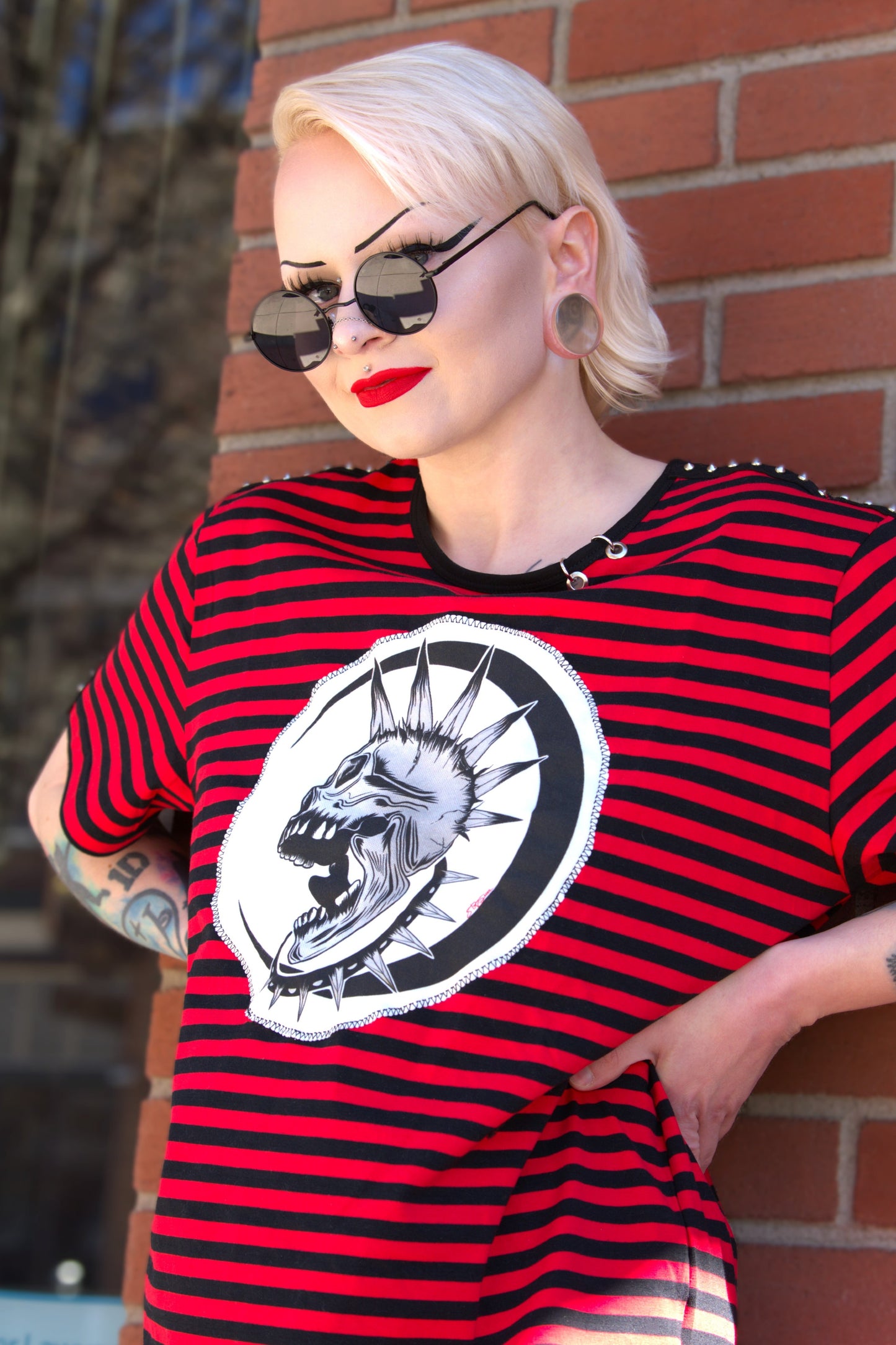 Striped Punk Skull Shirt