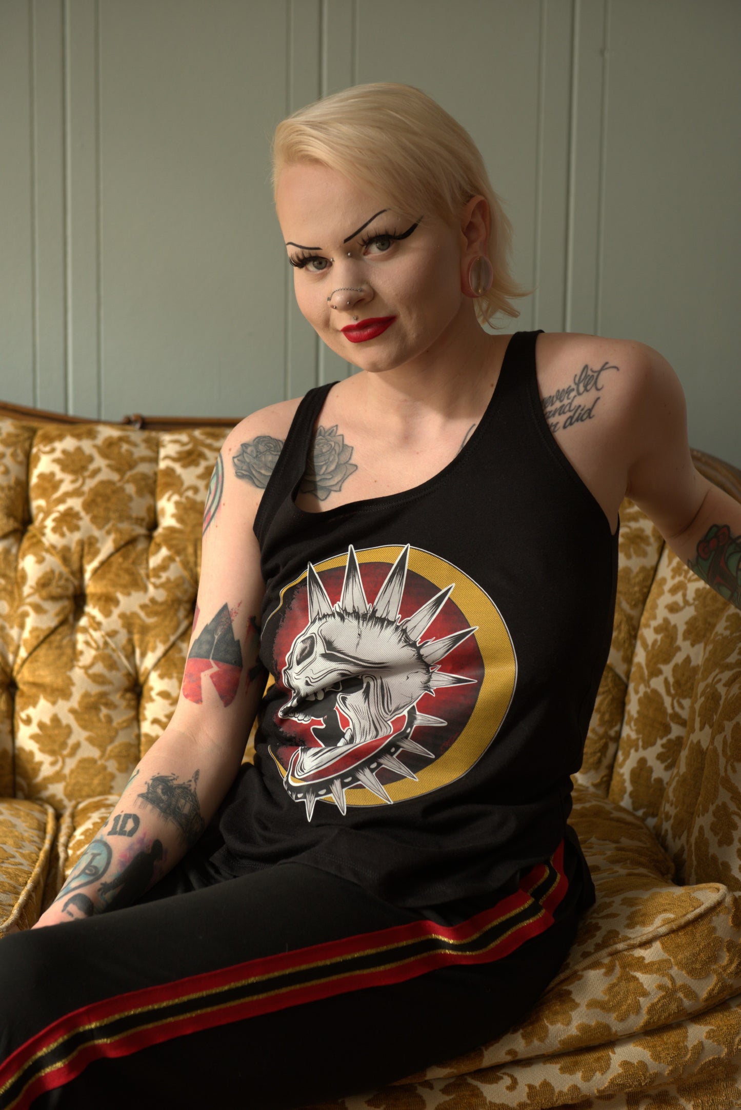 Red & Gold Punk Skull Tank