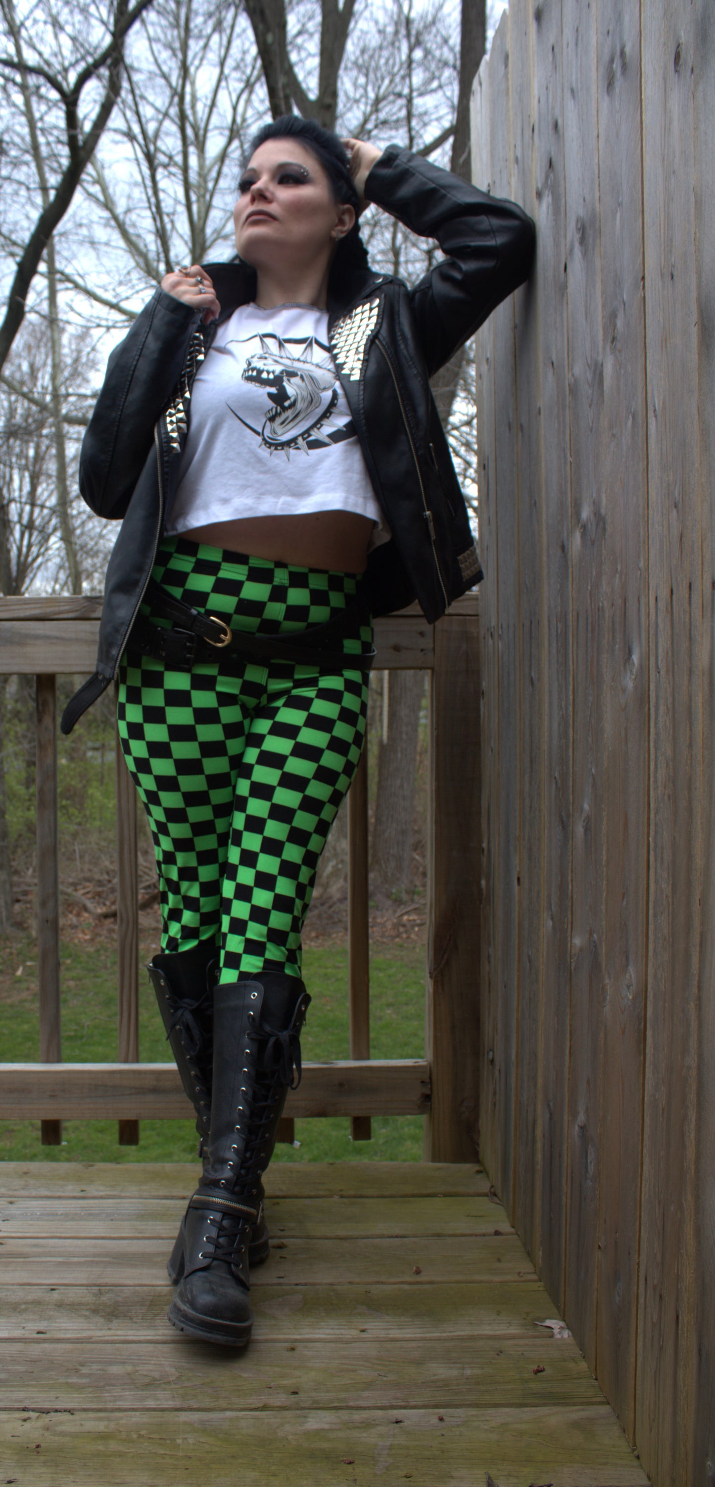 Black and Green Checkered Leggings