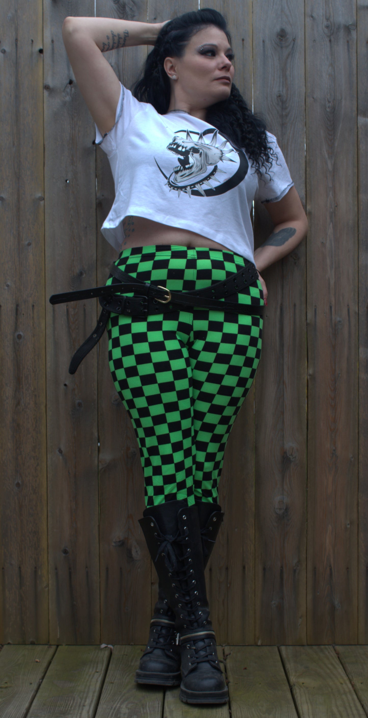 Black and Green Checkered Leggings